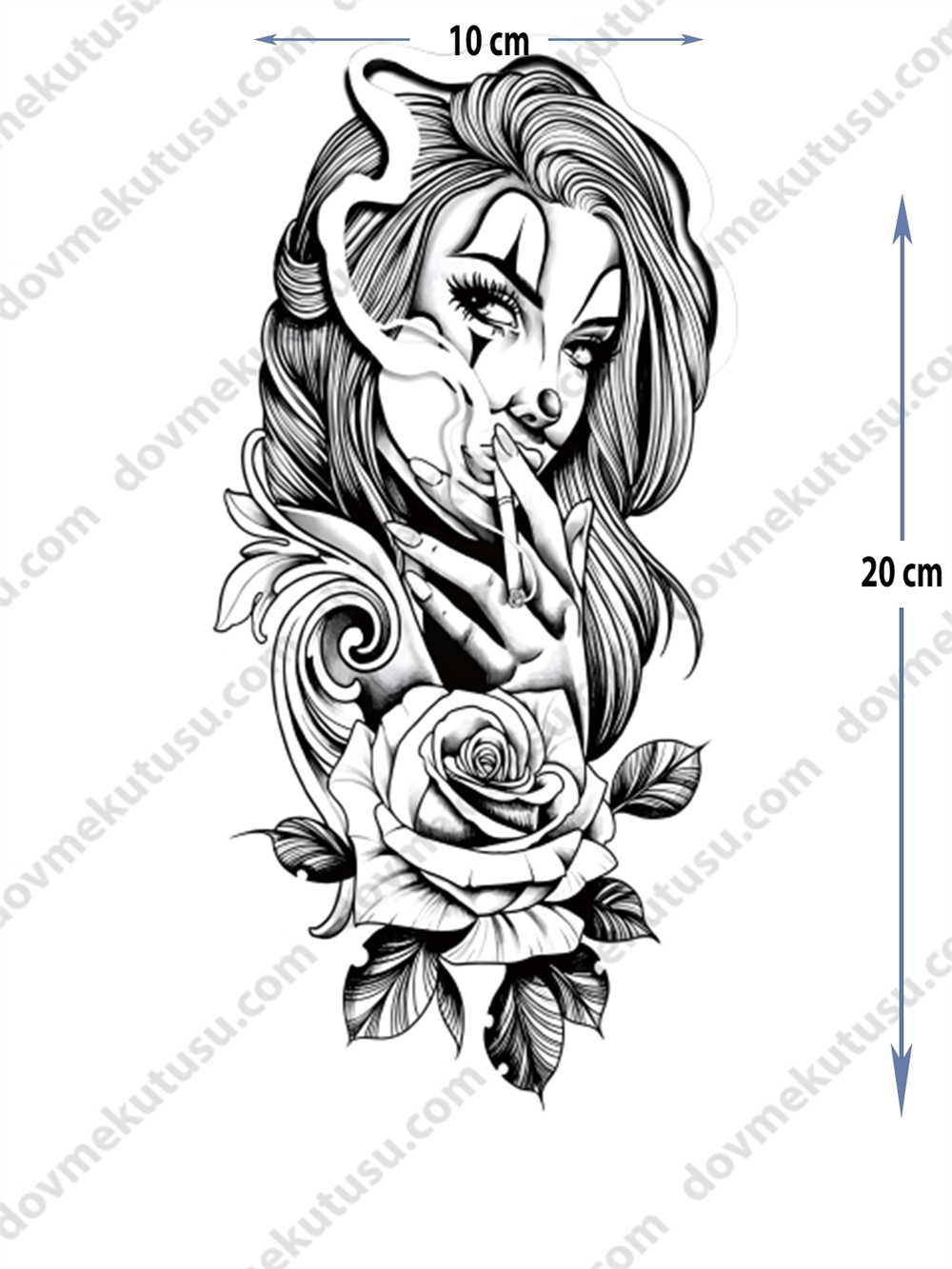 Geçici Dövme – Gül ve Kadın 3D Motifi ile Aşk, Zarafet ve Gücün Sembolü!