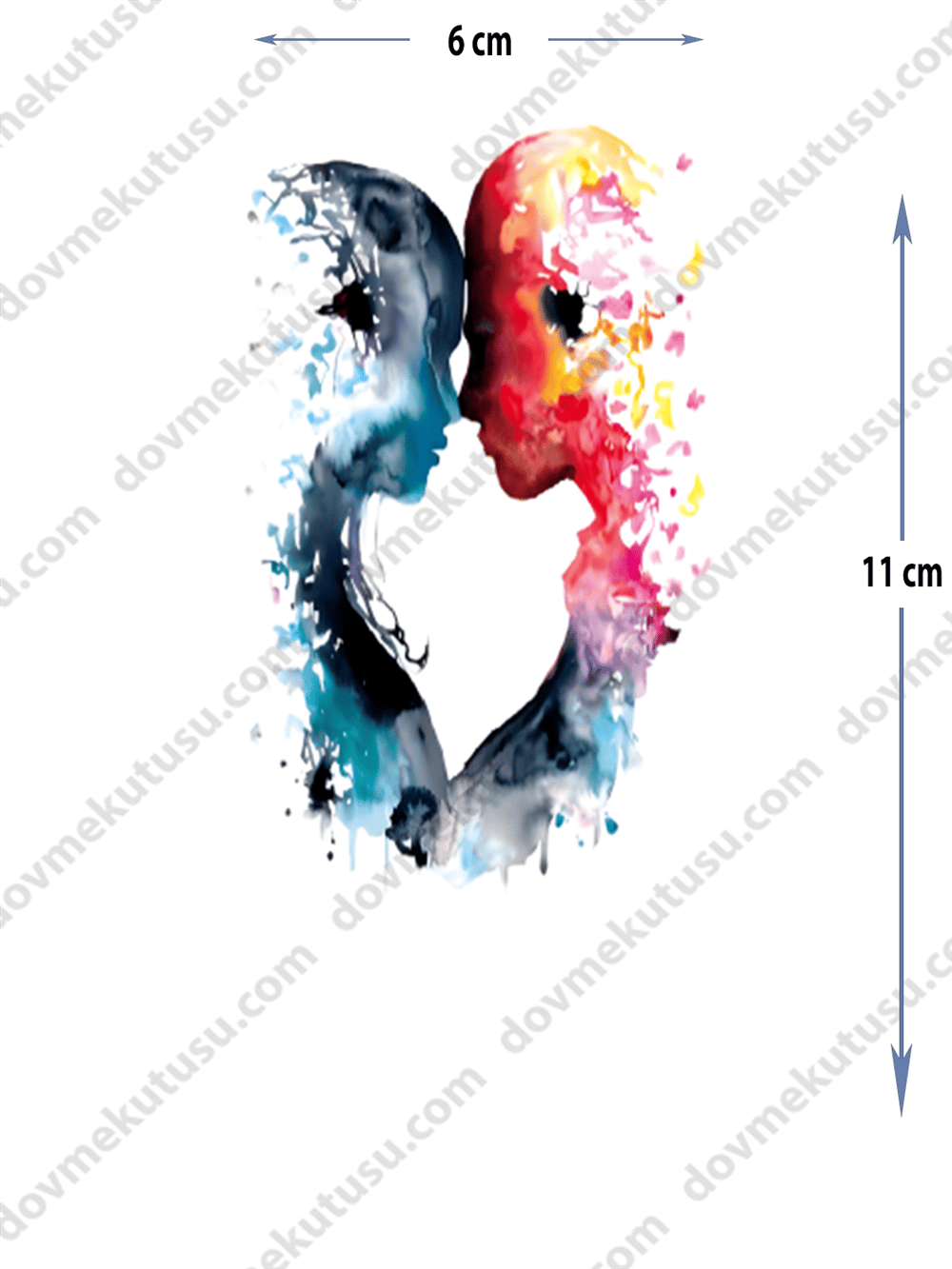Geçici Dövme | İki Yüz Kalp Formu: Aşkın ve Maskenin Birleşimi