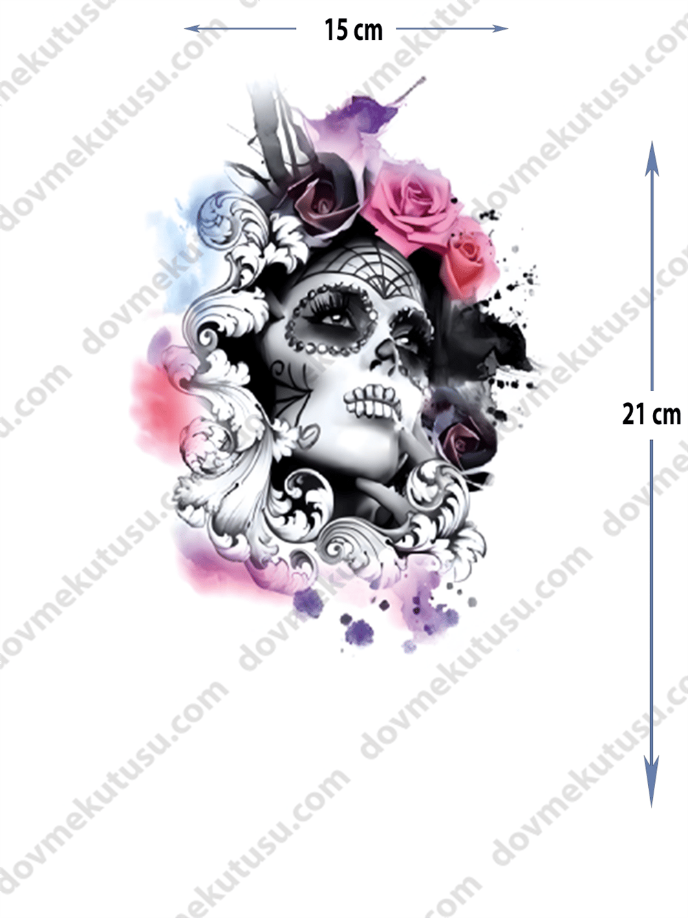 Geçici Dövme | Kadın Yüzü ve Çiçek Motifi – Doğal Güzelliği Yansıtan Stil