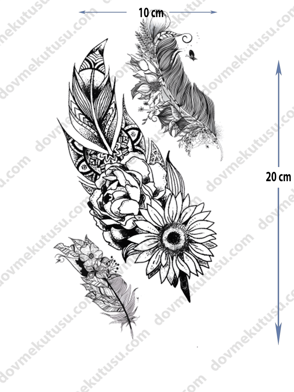 Geçici Dövme – Karışık Çiçek 3D Motifi ile Doğanın Zenginliği, Renk ve Denge Sembolü!