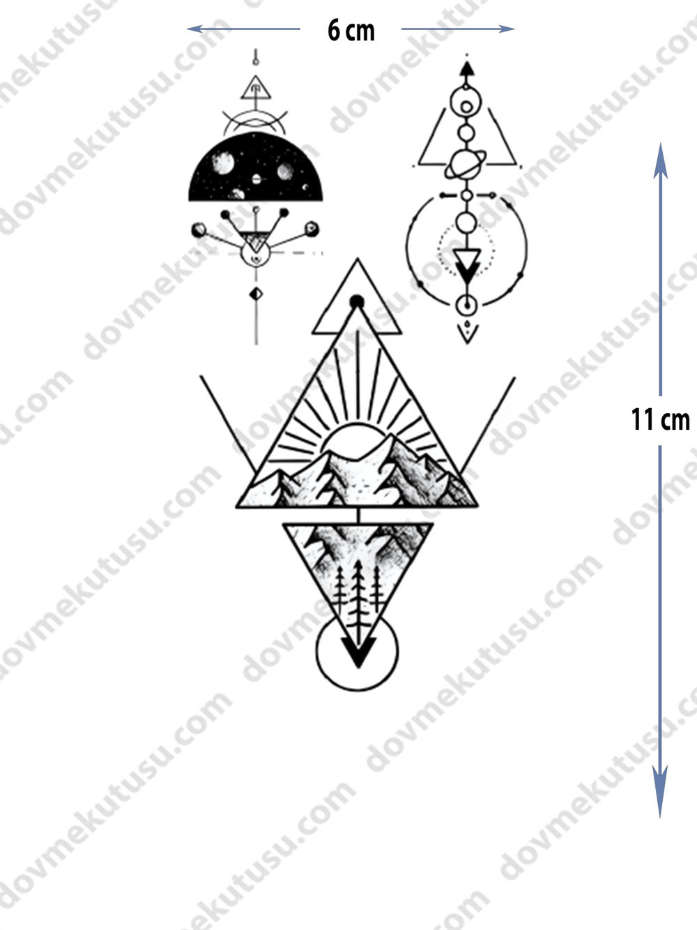 Geçici Dövme üçgen ,daireler ve soyut desenler 