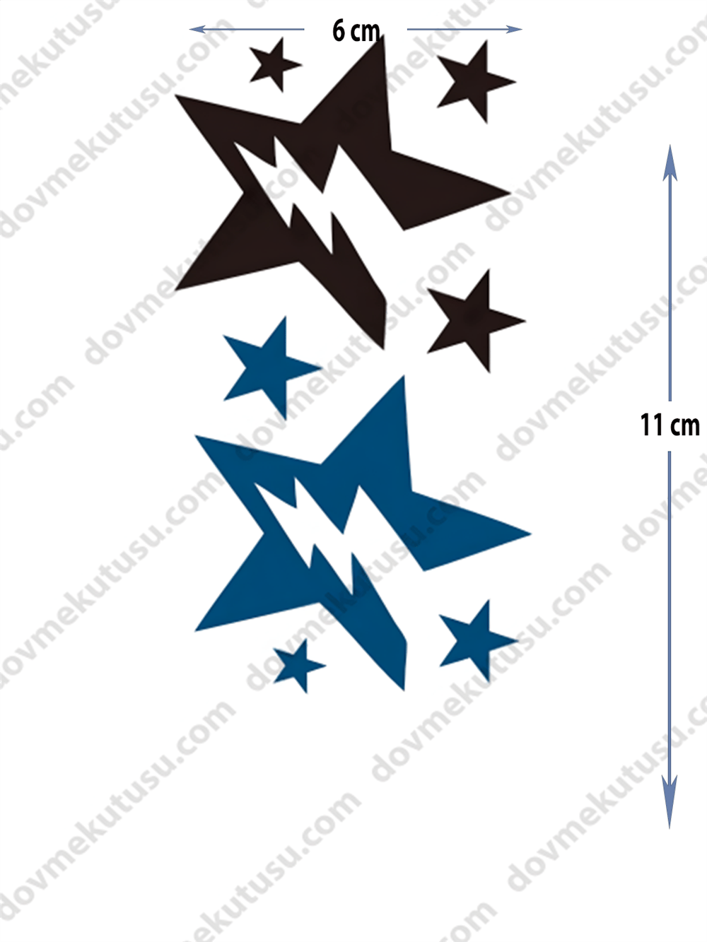 Geçici Dövme | Yıldız ve Şimşek Güçlü ve Enerjik Tasarım