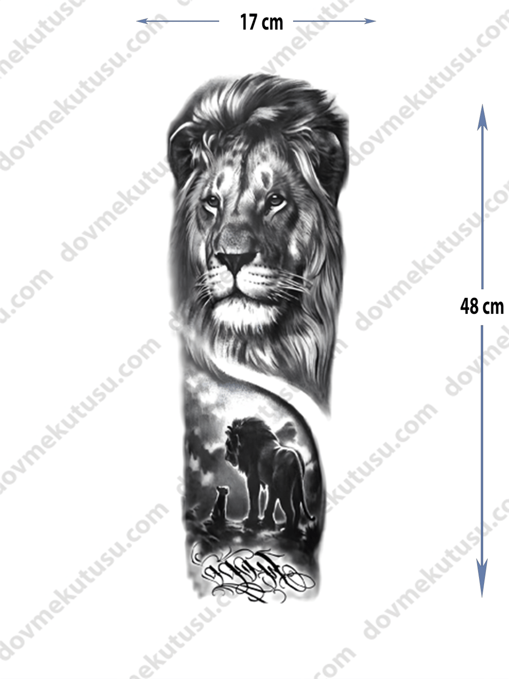 Geçici Kol Kaplama Dövme – Aslan Kral Motifi ile Güç, Liderlik ve Asaletin Sembolü!