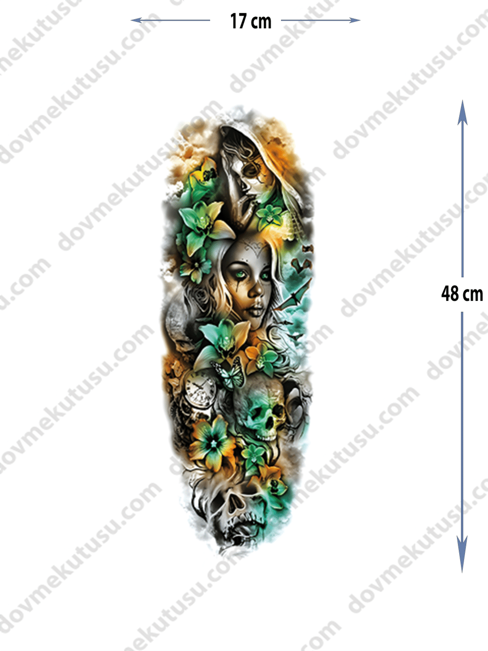 Geçici Kol Kaplama Dövme – Çiçek ve Kelebek Motifi ile Doğanın Zarafeti ve Özgürlüğün Sembolü!
