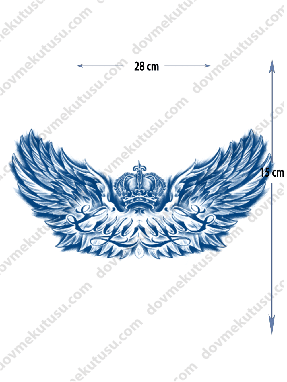 gotik kanatlı taç yarı kalıcı Gögüs Dövme 