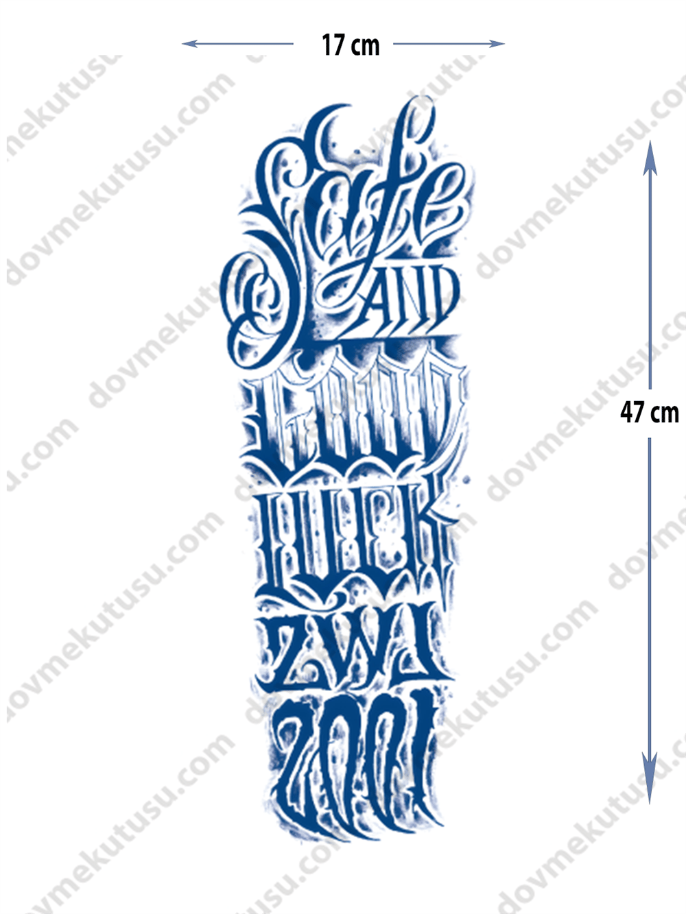 gotik yazı yarı kalıcı Kol Kaplamalı Dövme 