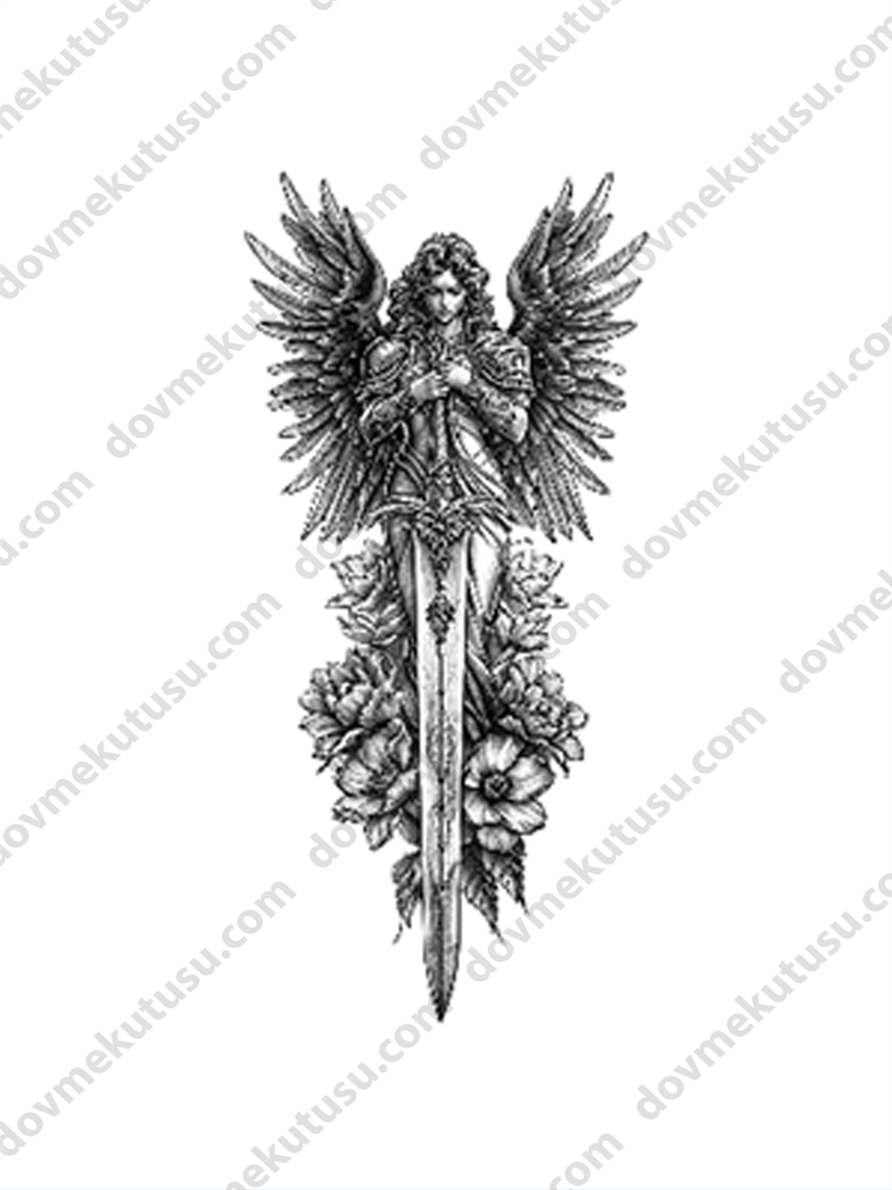 Kanatlı Melek ve Kılıç Yarım Kol Kaplama Geçici Dövme Modelleri: Güç, Koruma ve Adalet