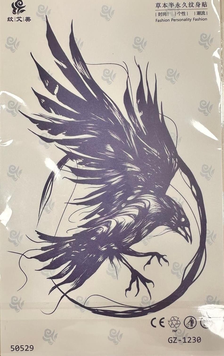 Karga dövme Yarı Kalıcı Dövme 