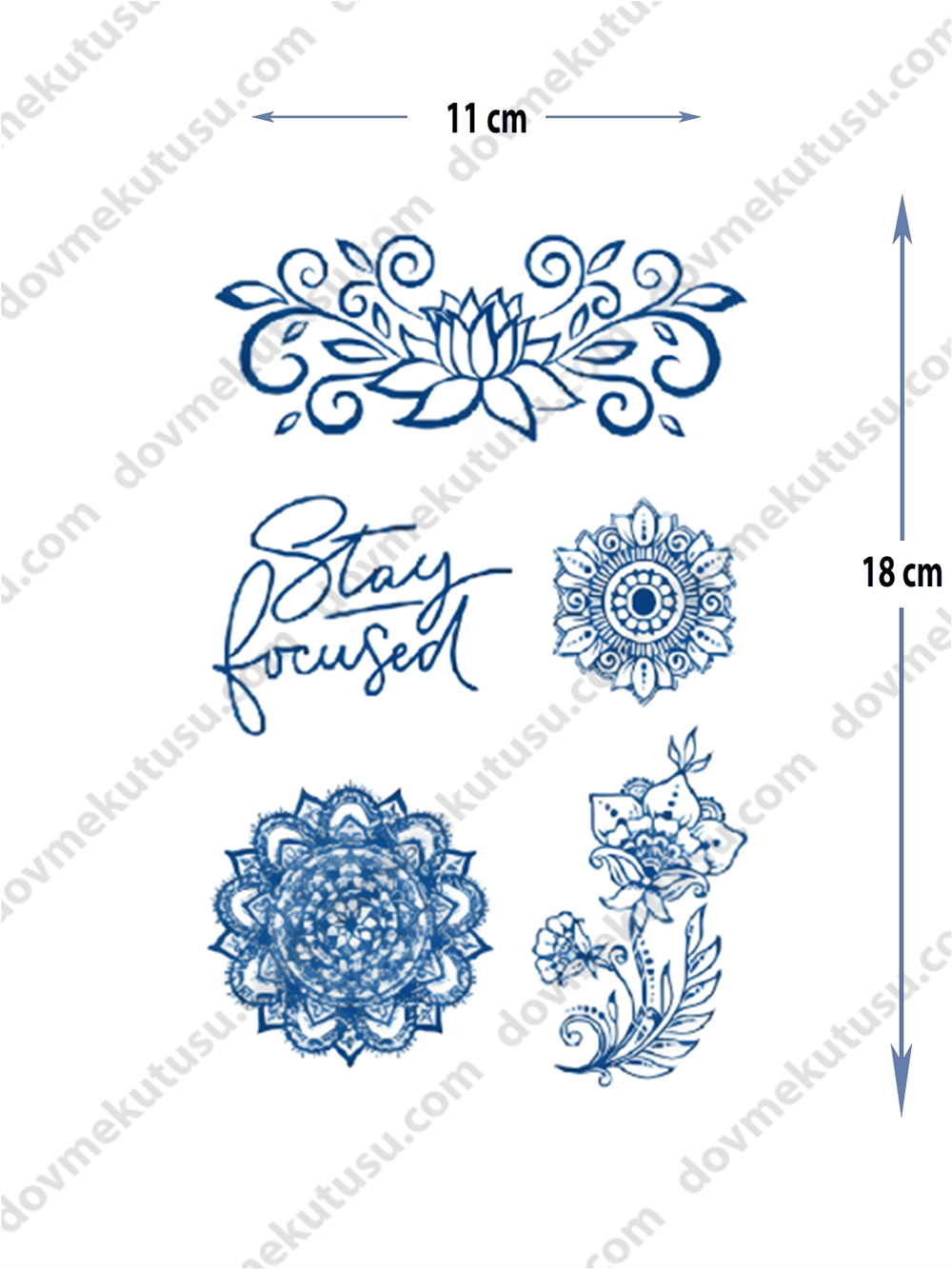 mandala el (5 adet ) el dövmesi yarı kalıcı ORTA BOY DÖVME 