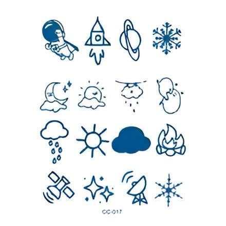 MİNİMAL PARMAK ÜSTÜ YARI KALICI DÖVME (ASTRONOT,GALAKSİ,UZAY 16 ADET)