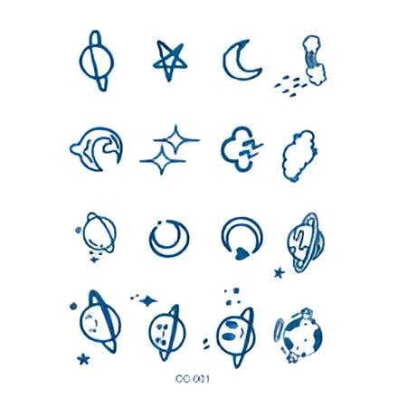 MİNİMAL PARMAK ÜSTÜ YARI KALICI DÖVME (GALAKSİ,YILDIZ,AY 16 ADET)