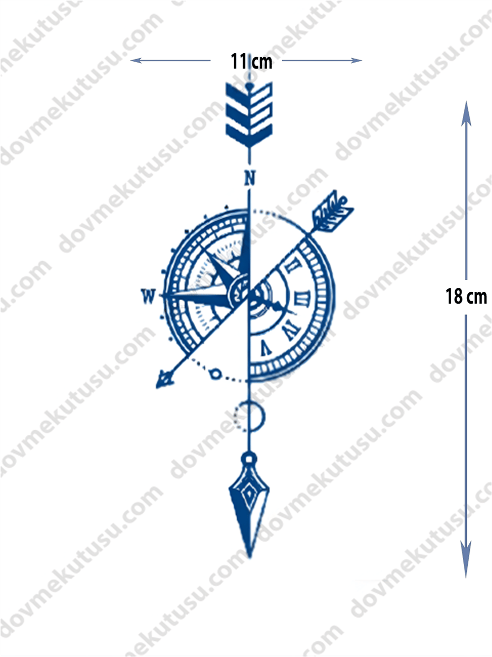 pusula ve ok yarı kalıcı ORTA BOY DÖVME 