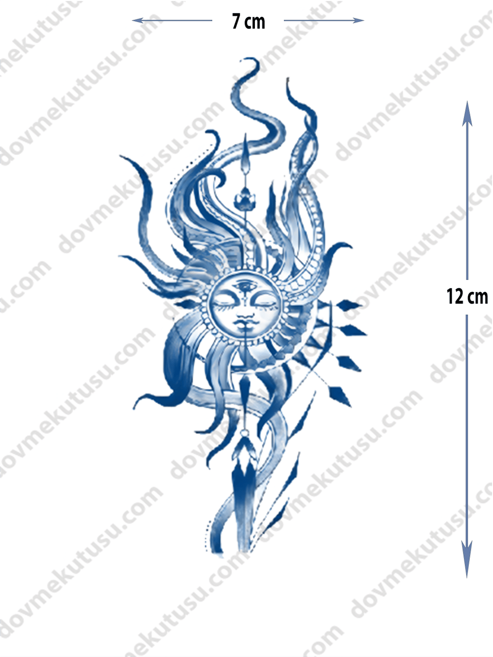 Yarı Kalıcı Güneş ve Ok Motifi Dövme – Işıltı, Hedef ve Gücün Sembolü!