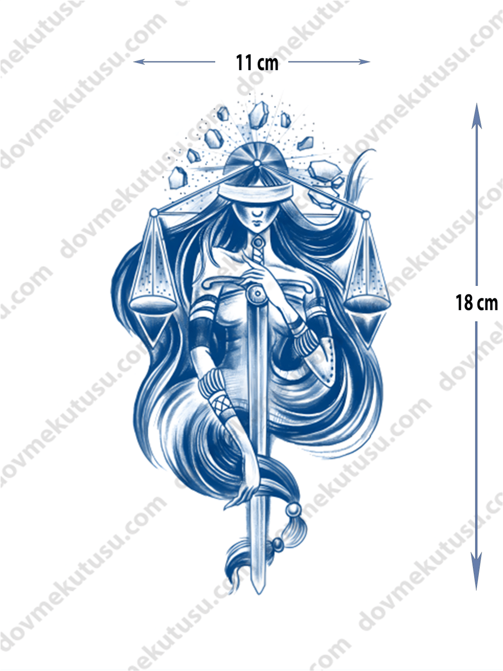 Yarı Kalıcı Kadın ve Terazi Motifi Dövme – Denge, Adalet ve Zarafetin Sembolü!