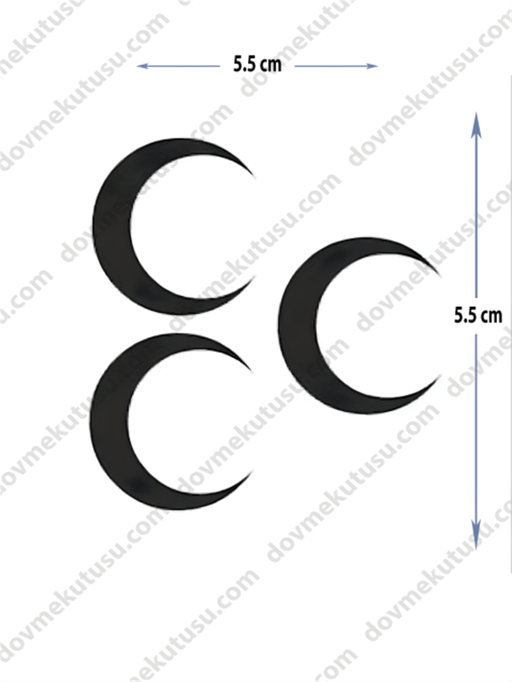 YARI KALICI MİNİMAL BOY DÖVME ( üç hilal)