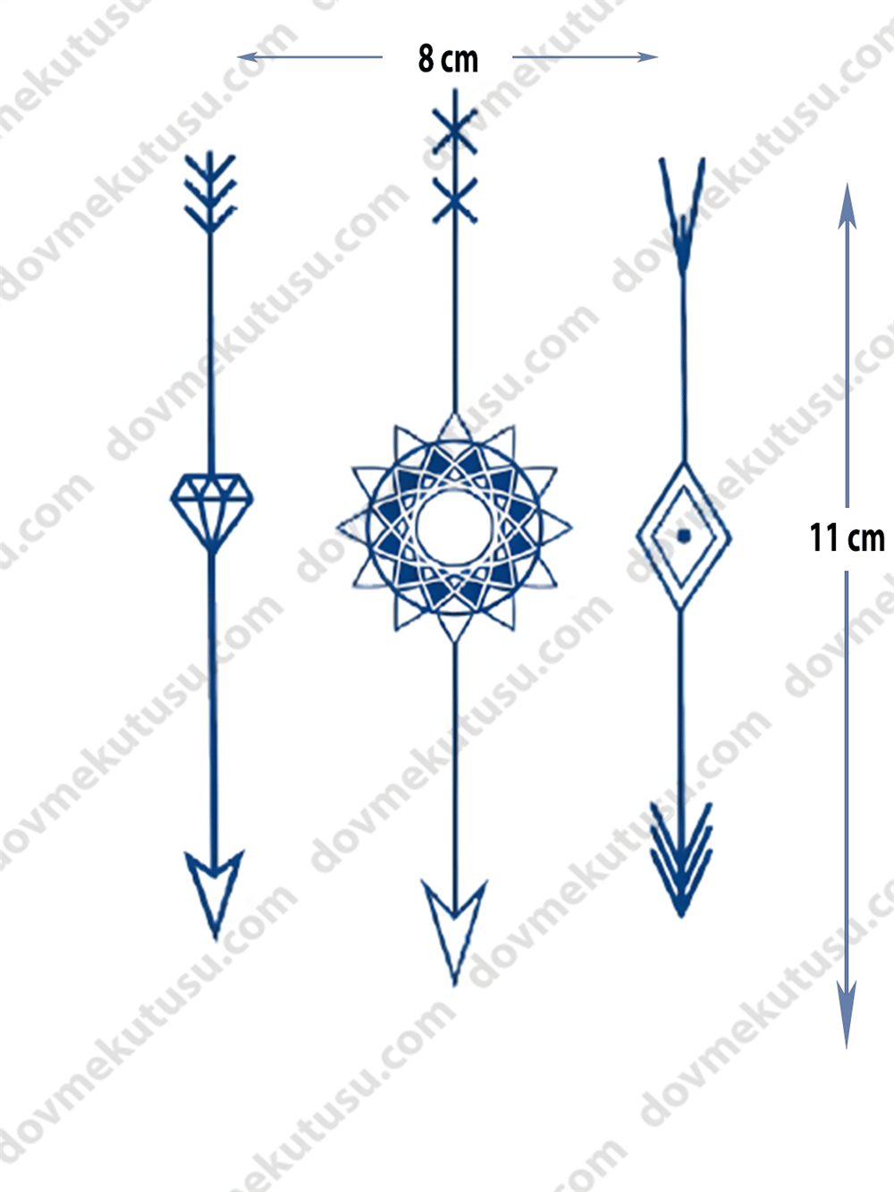 Yarı Kalıcı Üç Yan Yana Ok Motifi Dövme – Güç, Yön ve Birliğin Sembolü!