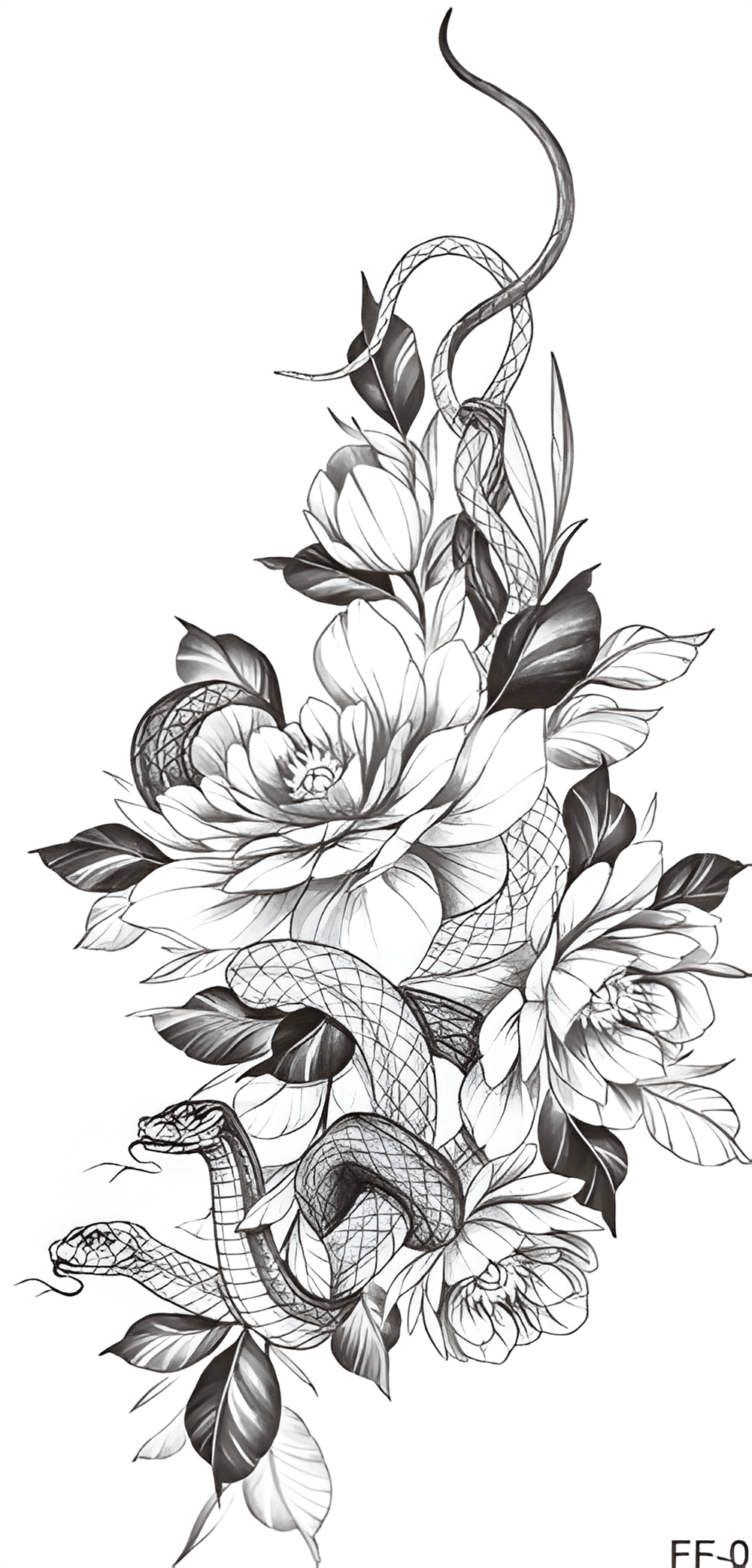 Yılan çiçek figürlü Geçici Dövme 