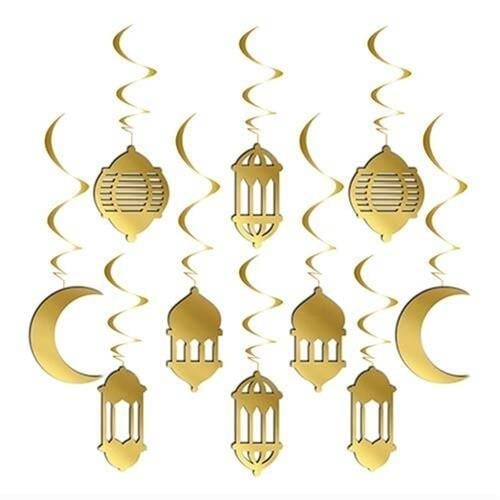 3D Ramazan Asmalı Tavan Süs Gold 10'lu