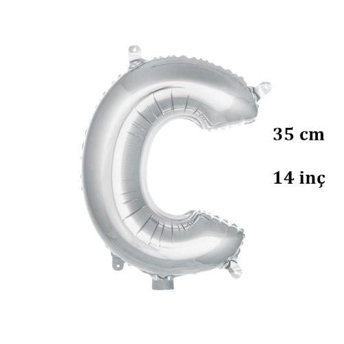 C Gümüş Harf Folyo Balon 35 cm
