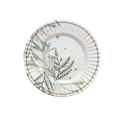 Çiçek Desenli  Karton Tabak 29 cm 10 Adet
