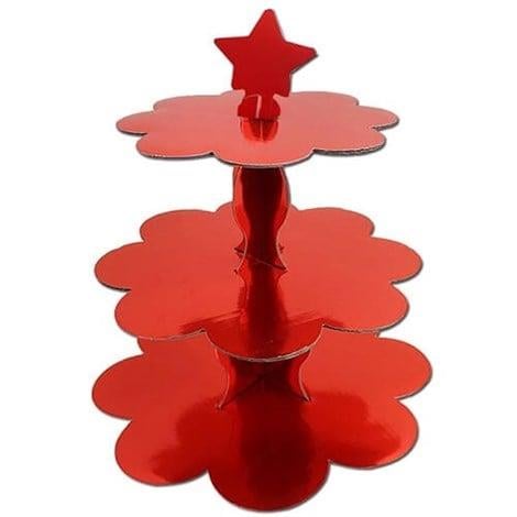 Cupcake Standı Kırmızı Renk 3 Katlı