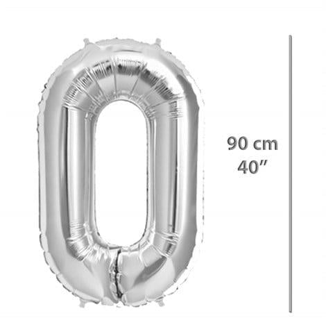 Folyo Rakam 0 Gümüş Balon 90 cm