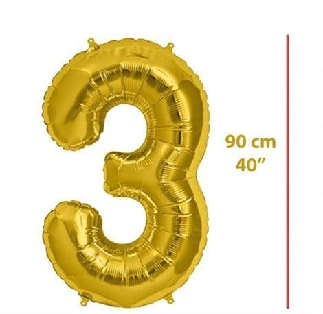 Folyo Rakam 3 Gold Balon 90 cm