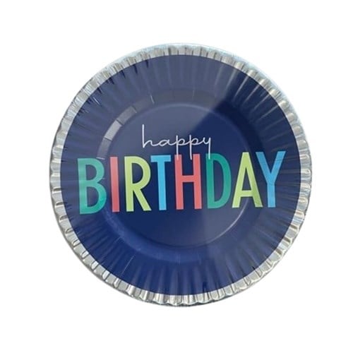 Happy Birthday Lacivert  Karton Tabak 29 cm 10 Adet