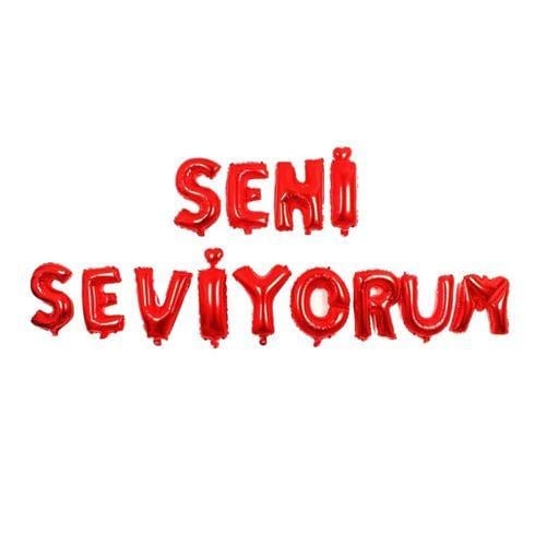 Seni Seviyorum Folyo Balon Harf Seti Kırmızı 35 cm