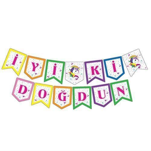 Unicorn Renkli Zikzak Banner