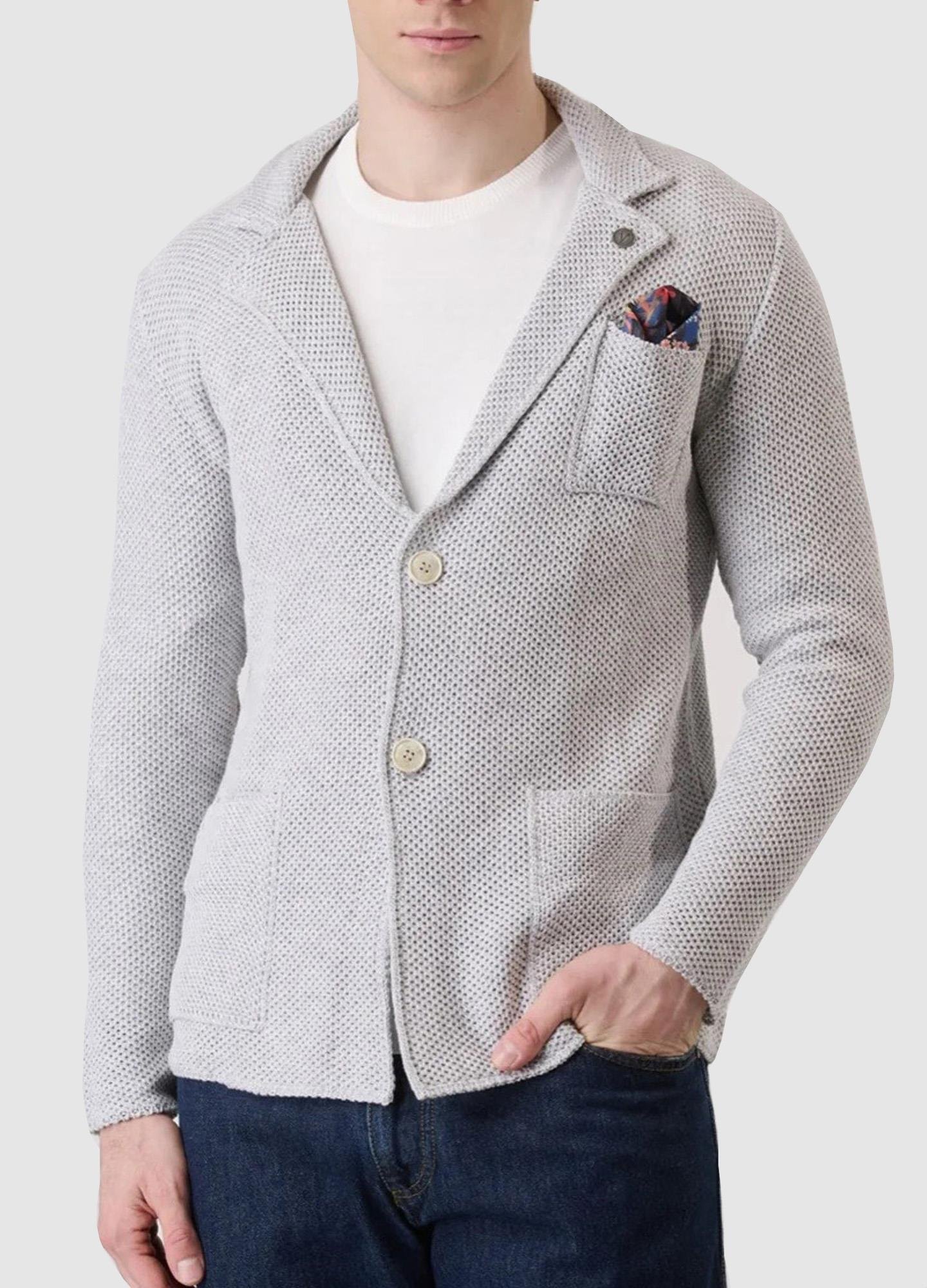 V2 Brand Made in Italy Erkek Düğmeli Cepli Hırka Guopeprl U007935 GRI