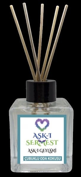 Aşk-ı Sermest Toptan Aşk-ı Geylani Çiçek Aromalı Bambu Çubuklu Oda Kokusu Reed Diffuser Ortam Kokusu Parfüm, Küp Şişe, 120 mL, 10 Adet