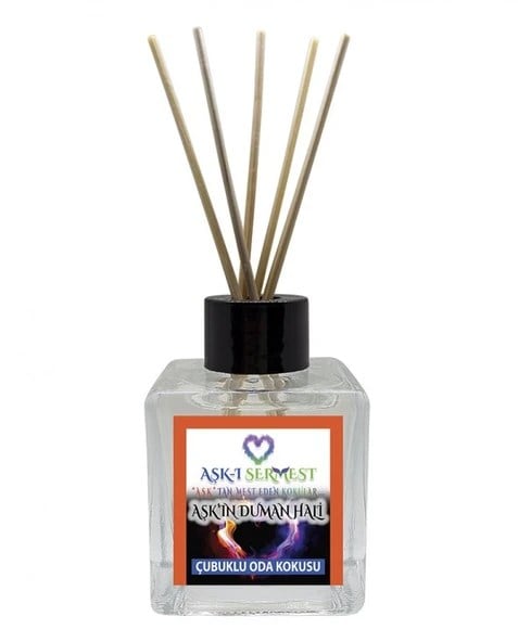 Aşk-ı Sermest Toptan Aşkın Duman Hali Çiçek Aromalı Bambu Çubuk Oda Kokusu Parfüm,  Küp Şişe, 60 mL, 10 Ad