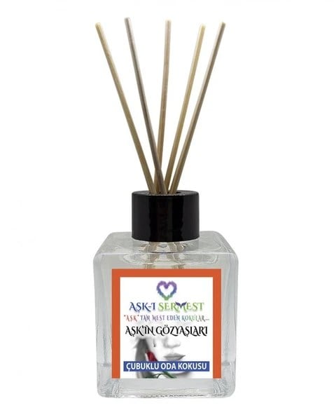 Aşk-ı Sermest Toptan Aşkın Gözyaşları Çiçek Aromalı Bambu Çubuk Oda Kokusu Parfüm,  Küp Şişe, 60 mL, 5 Ad
