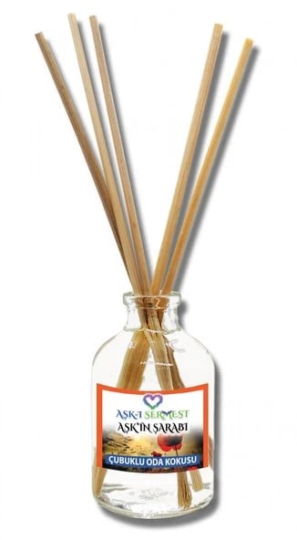 Aşk-ı Sermest Toptan Aşk'ın Şarabı Çiçek Aromalı Bambu Çubuklu Oda Kokusu Reed Diffuser Ortam Kokusu Parfüm, Oval Şişe, 50 mL , 5 Adet