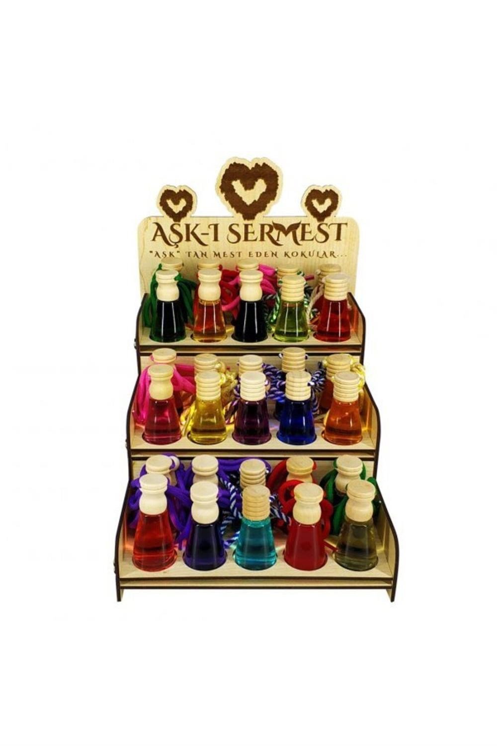 Aşk-ı Sermest Toptan Beyaz Ahşap Standlı 90 Adet 8 ML Tomm Fordd Araç Parfümü Oto Araba Kokusu