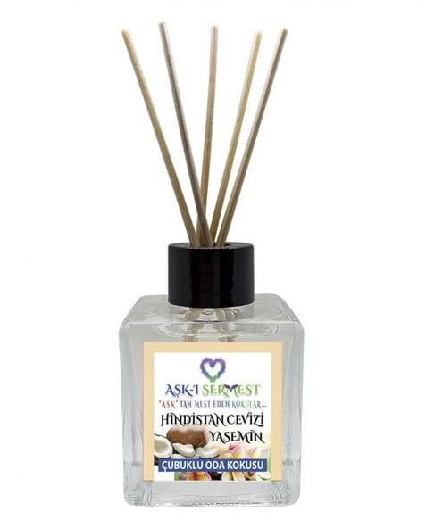 Aşk-ı Sermest Toptan Çikolata&Sakız Aromalı Bambu Çubuklu Oda Kokusu Reed Diffuser Ortam Kokusu Parfüm,  Küp Şişe,  200 mL, 3 Adet