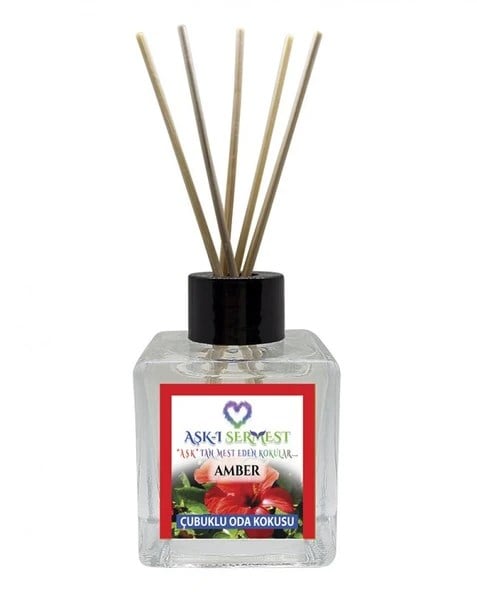 Aşk-ı Sermest Toptan Çilekli Sakız Aromalı Bambu Çubuklu Oda Kokusu Reed Diffuser Ortam Kokusu Parfüm,  Küp Şişe,  120 mL, 10 Adet