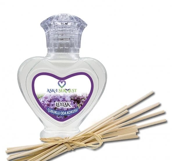 Aşk-ı Sermest Toptan Limon Aromalı Bambu Çubuklu Oda Kokusu Reed Diffuser Ortam Kokusu Parfüm, Kalp Şişe, 60 mL, 5 Adet