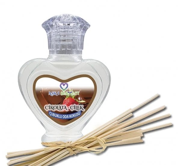 Aşk-ı Sermest Toptan Mango&Kavun Aromalı Bambu Çubuklu Oda Kokusu Reed Diffuser Ortam Kokusu Parfüm, Kalp Şişe, 60 mL, 5 Adet