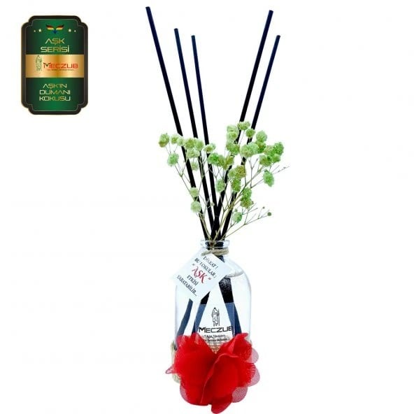 Aşk-ı Sermest Toptan Meczub Aşk Serisi Aşk'ın Dumanı Kokulu 5 x 100 ml Oval Şişe Bambu Çubuklu Ortam Kokusu Reed Diffuser Oda Kokusu