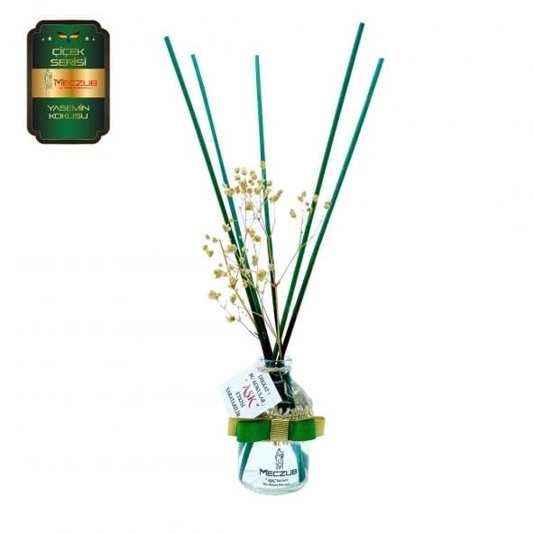 Aşk-ı Sermest Toptan Meczub Çiçek Serisi Yasemin Kokulu 10 x 50 ml Oval Şişe Bambu Çubuklu Ortam Kokusu Reed Diffuser Oda Kokusu