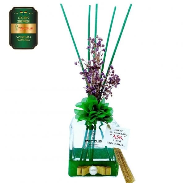 Aşk-ı Sermest Toptan Meczub Çiçek Serisi Yasemin Kokulu 10 x 200 ml küp Şişe Bambu Çubuklu Ortam Kokusu Reed Diffuser Oda Kokusu