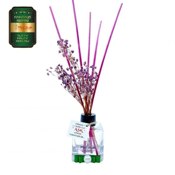 Aşk-ı Sermest Toptan Meczub Fantazi Serisi Tutty Fruty Kokulu 10 x 60 ml küp Şişe Bambu Çubuklu Ortam Kokusu Reed Diffuser Oda Kokusu