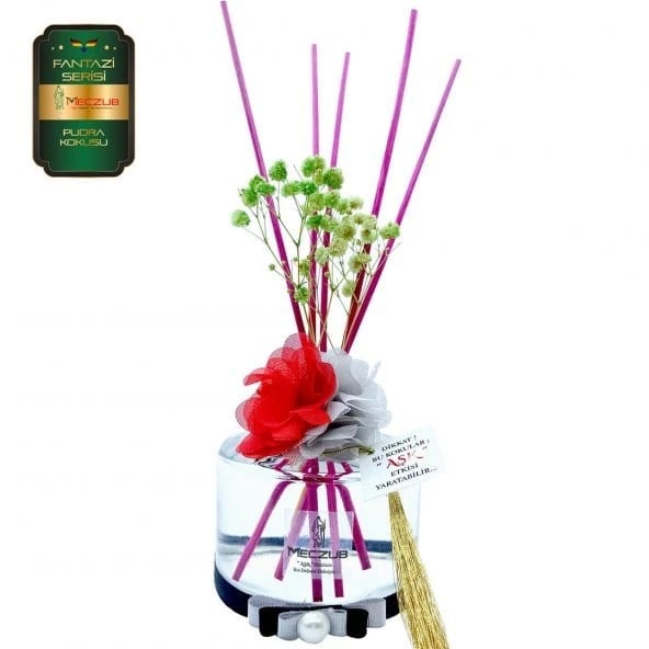 Aşk-ı Sermest Toptan Meczub Fantazi Serisi Pudra Kokulu 3 x 200 ml Silindir Şişe Bambu Çubuklu Ortam Kokusu Reed Diffuser Oda Kokusu