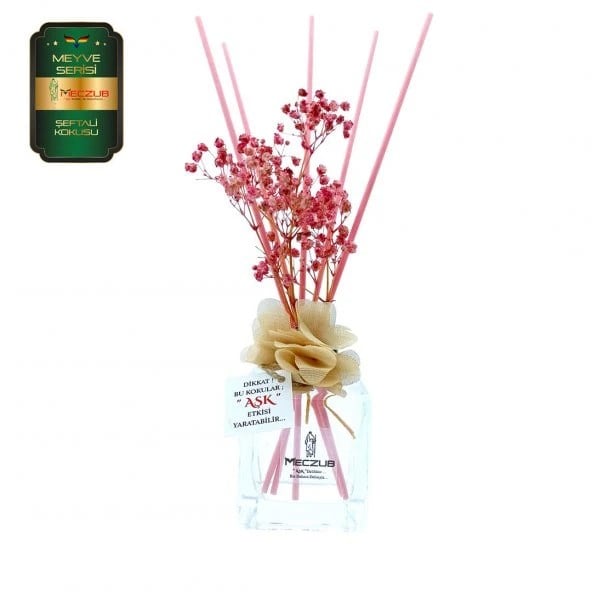 Aşk-ı Sermest Toptan Meczub Meyve Serisi Şeftali Kokulu 10 x 120 ml küp Şişe Bambu Çubuklu Ortam Kokusu Reed Diffuser Oda Kokusu
