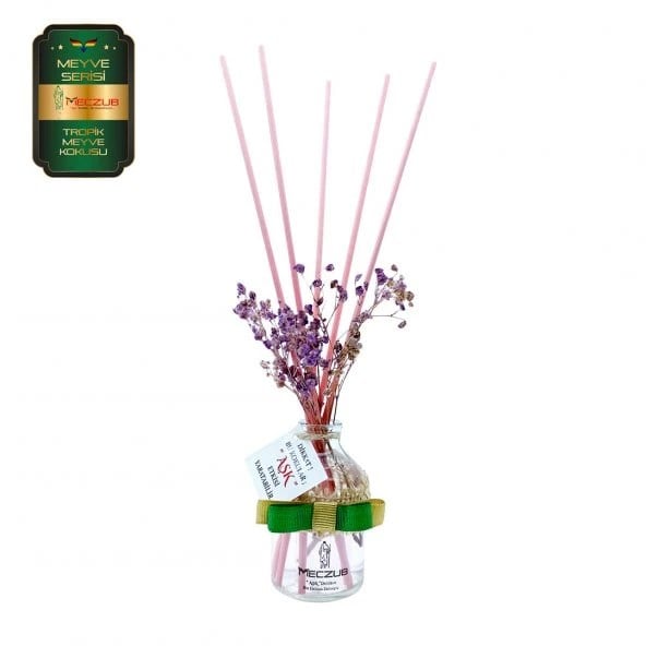 Aşk-ı Sermest Toptan Meczub Meyve Serisi Tropik Meyve Kokulu 10 x 50 ml Oval Şişe Bambu Çubuklu Ortam Kokusu Reed Diffuser Oda Kokusu