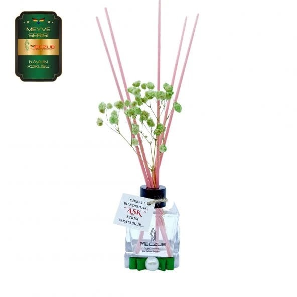 Aşk-ı Sermest Toptan Meczub Meyve Serisi Kavun Kokulu 10 x 60 ml küp Şişe Bambu Çubuklu Ortam Kokusu Reed Diffuser Oda Kokusu
