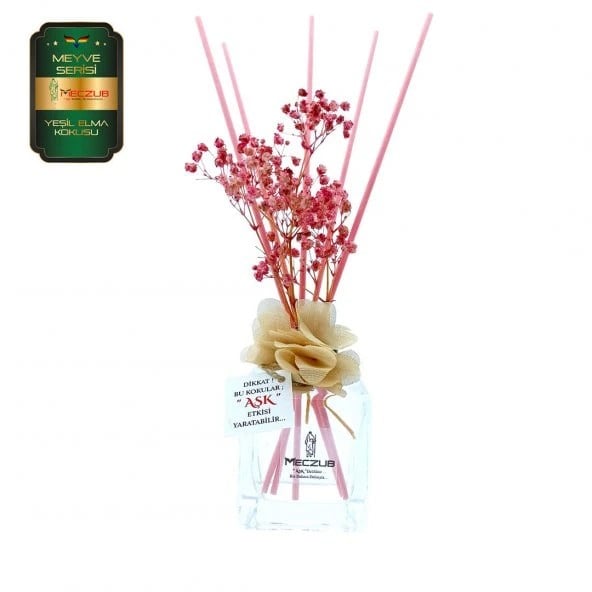 Aşk-ı Sermest Toptan Meczub Meyve Serisi Yeşil Elma Kokulu 10 x 120 ml küp Şişe Bambu Çubuklu Ortam Kokusu Reed Diffuser Oda Kokusu