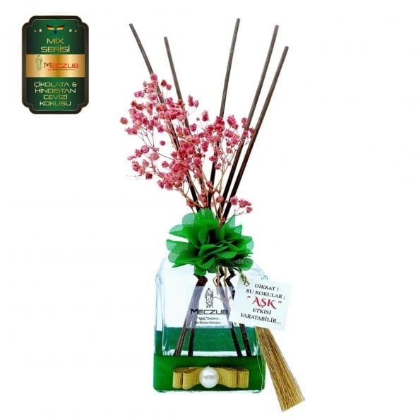 Aşk-ı Sermest Toptan Meczub Mix Serisi Çikolata & Hindistan Cevizi 3 x 200 ml küp Şişe Bambu Çubuklu Ortam Kokusu Reed Diffuser Oda Kokusu